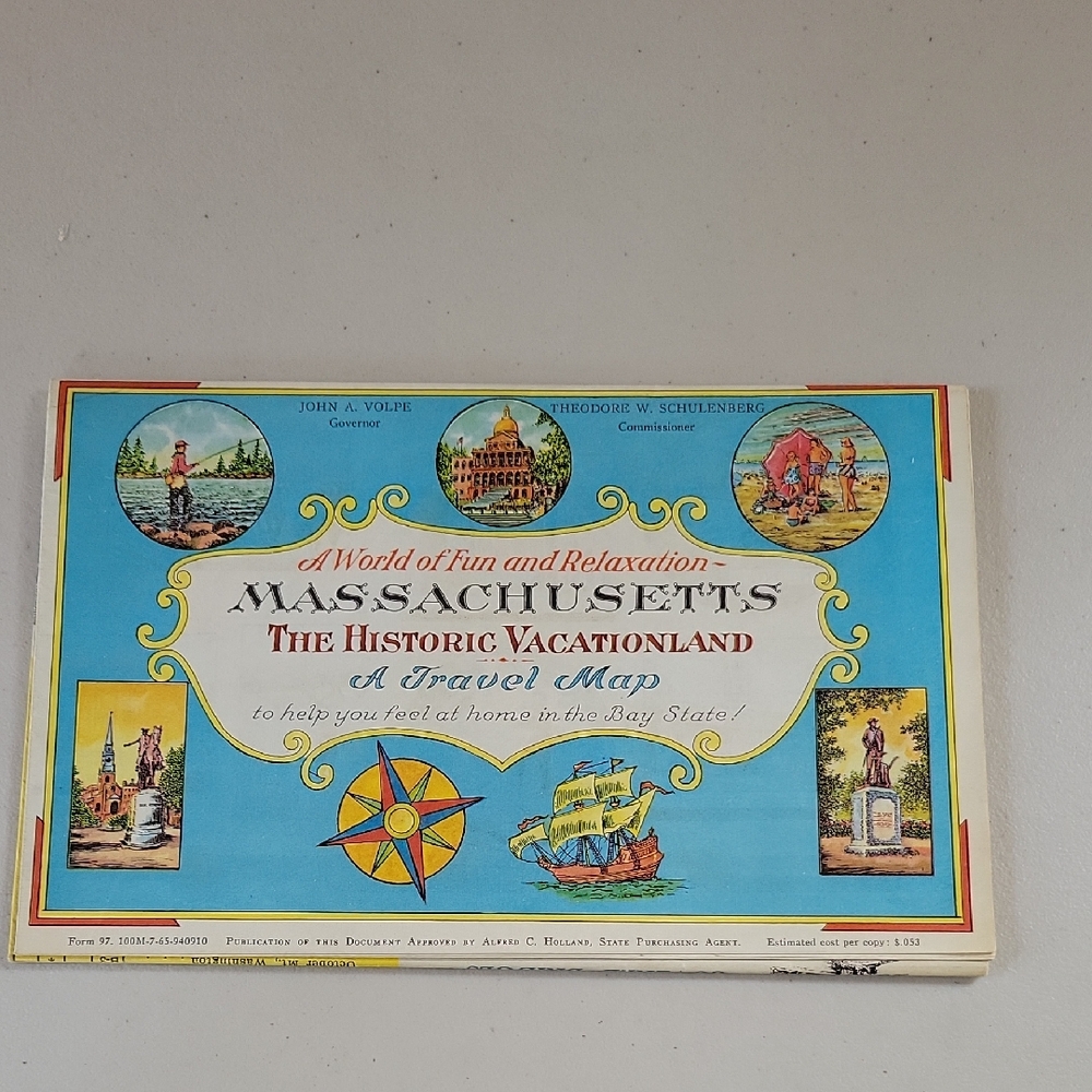 Massachusetts Historic Vacationland Vintage Travel Map